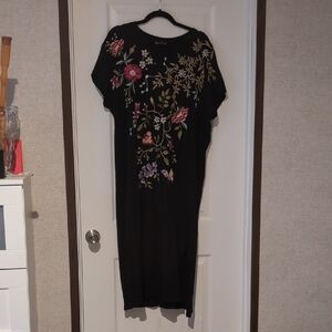 Johnny Was Black Tee Shirt Dress, XL